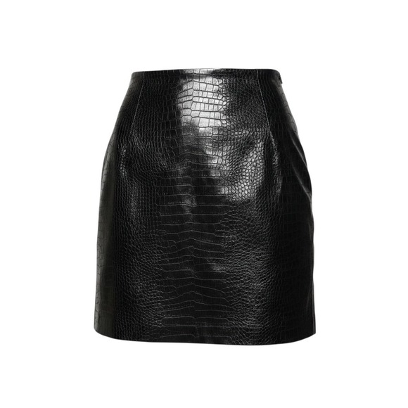 Calvin Klein Dresses & Skirts - Calvin Klein Mini Skirt 2 Black Faux Leather Crocodile Embossed High Waist